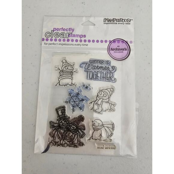 Stampendous Perfectly Clear Rubber Stamp Set Winter Warm Snowman - Picture 1 of 2